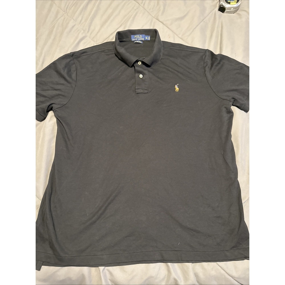 Polo Ralph Lauren Polo Shirt Mens XL Black Pima‎ Soft Touch Flesh Pony Golf
